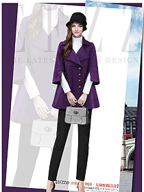 新款紫色女職業(yè)裝大衣制服設(shè)計(jì)圖251