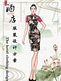 時尚女款中餐廳迎賓員制服設(shè)計圖892