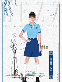 淺藍色女款學生服校服款式設(shè)計圖156
