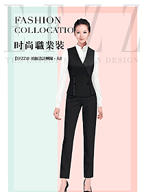 黑色雙排扣女職業裝馬夾款服裝款式圖351