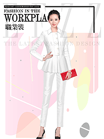 新款白色長袖女秋冬職業(yè)裝制服設(shè)計圖1592