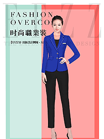 深藍色女秋冬職業(yè)裝制服設計圖1744
