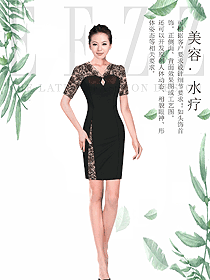 黑色蕾絲女款水療會所咨客服裝款式圖502