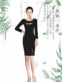 原創制服設計女款水療會所咨客服裝款式圖458