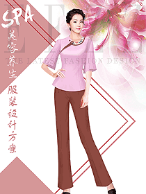 原創設計淺粉色美容技師服裝款式圖792