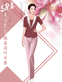 新款短袖美容技師工作服裝款式設計圖798
