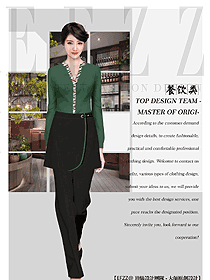 時尚長袖女款快餐廳服裝款式設計圖412