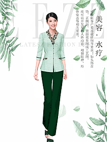 新款淺綠色美容養(yǎng)生技師工作制服設(shè)計(jì)圖856