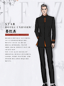 原創(chuàng)設(shè)計(jì)長(zhǎng)袖男款中餐服務(wù)員服裝款式圖2161