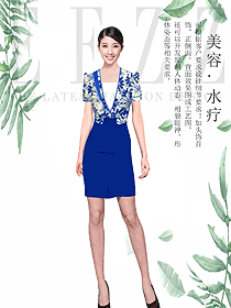 藍(lán)色女款總臺(tái)收銀接待制服設(shè)計(jì)圖472