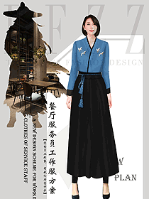 原創(chuàng)設(shè)計中餐服務(wù)員制服設(shè)計圖2298