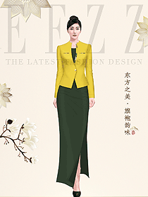 酒店中餐迎賓旗袍服裝設計圖990