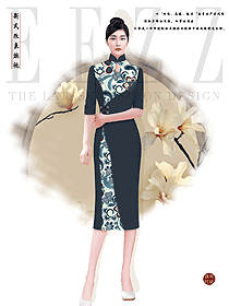 時(shí)尚旗袍美女制服酒店餐飲服裝設(shè)計(jì)定制案例