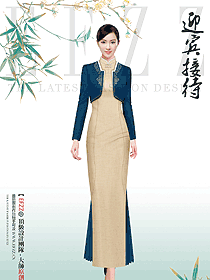 中國漢代文化元素裝修酒店員工迎賓制服設計作品