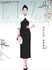 新款夏季改良旗袍新中式黑色顯瘦女裝原創設計