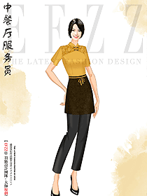 酒店餐飲服務員工作服短袖女套裝