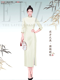 古風(fēng)女子氣質(zhì)米黃色旗袍秀