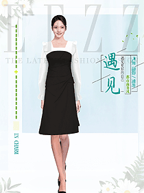 新款女裝高端職場OL氣質(zhì)黑白色職業(yè)女裝長裙