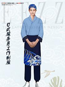 韓式燒烤加盟店服務員工作服定制款原創(chuàng)設計
