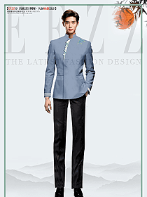 酒店餐飲中式服務(wù)員工作服男長(zhǎng)袖定制制服設(shè)計(jì)圖