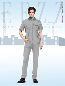 淺灰色定制款勞保服汽修服夏季工衣男款案例