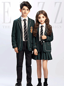 英倫學院風綠色校服套裝小學生西裝三件套