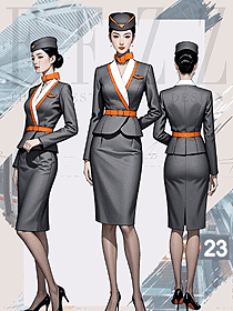 灰色西裝女外套空乘禮儀高鐵乘務(wù)員制服手繪圖