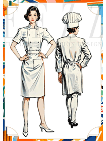 酒店餐飲專業(yè)廚房廚師女款服裝設(shè)計(jì)圖