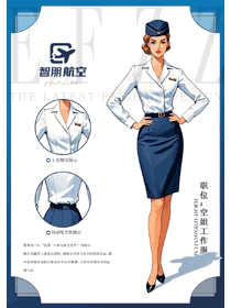 歐洲襯衫藍色開衩裙子空姐手繪設計圖