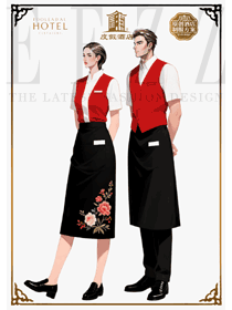 紅黑花卉韻：度假酒店員工制服的細(xì)節(jié)匠心